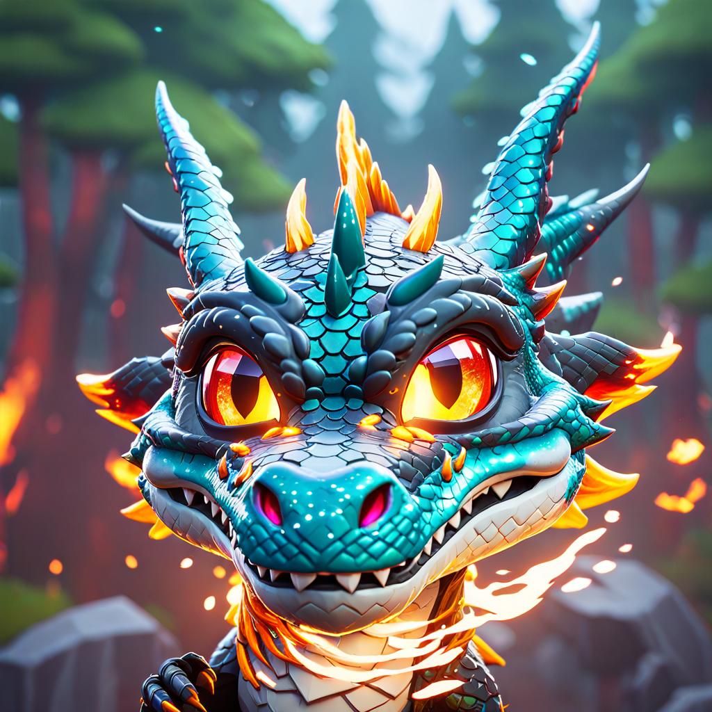 Glittery Dragon in Misty Rain: Fortnite-Style Cover Art