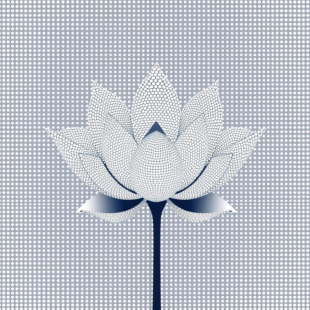 Dot Matrix Lotus Flower in Op Art Style