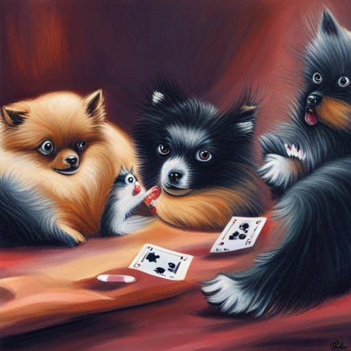 Pomeranians Playing Poker: A Dog's Life