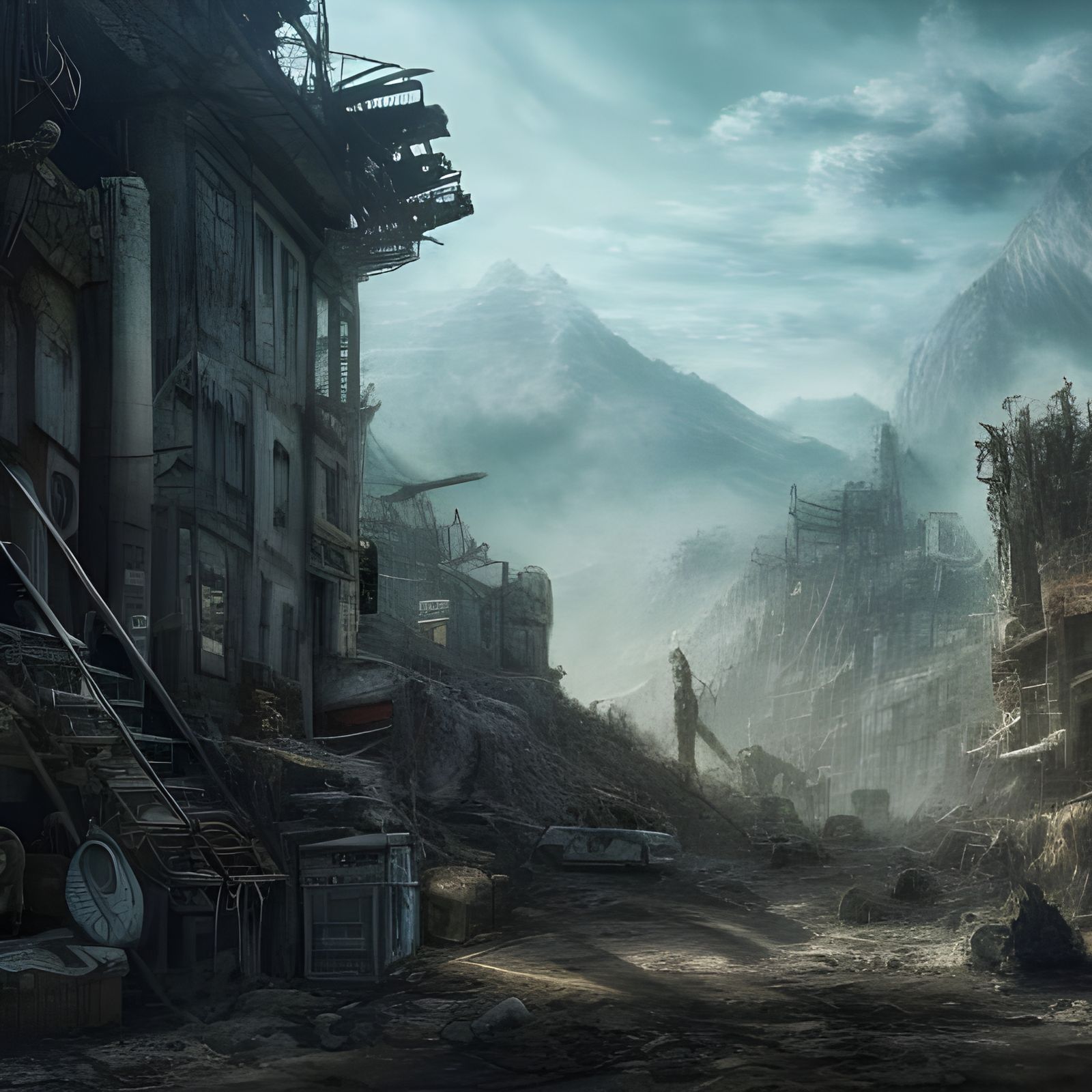 Post-Apocalyptic Village: Detailed Matte Painting