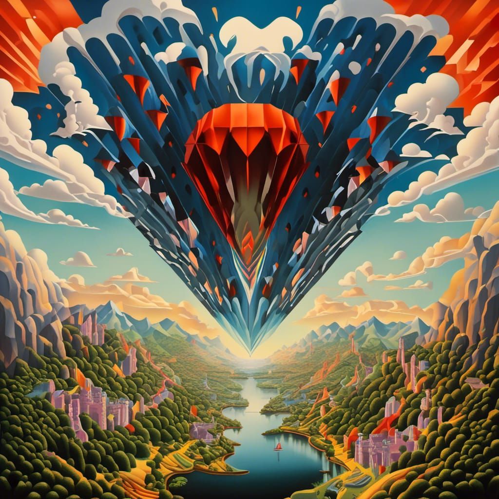 Surreal Dark Playful Exchange in Cel-Shaded Style