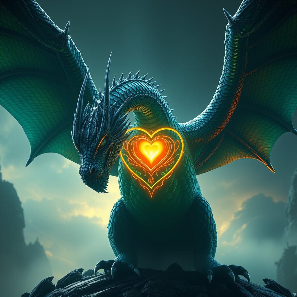 Majestic Dragon Radiates Ethereal Light in Fantasy Realism