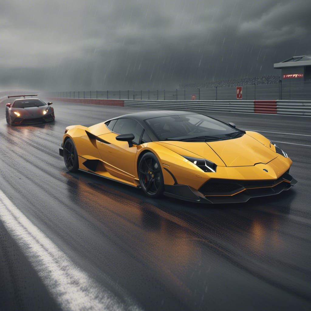 Hypercar Fusion on Racetrack: Detailed Matte Painting