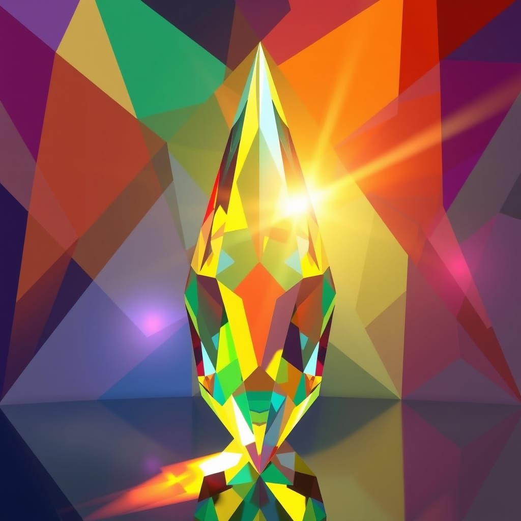 Prism Refracts Light in Geometric Art Deco Style