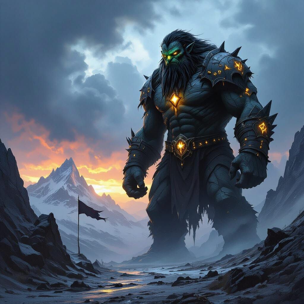 Ancient Obsidian Troll Guarding Mountain Pass