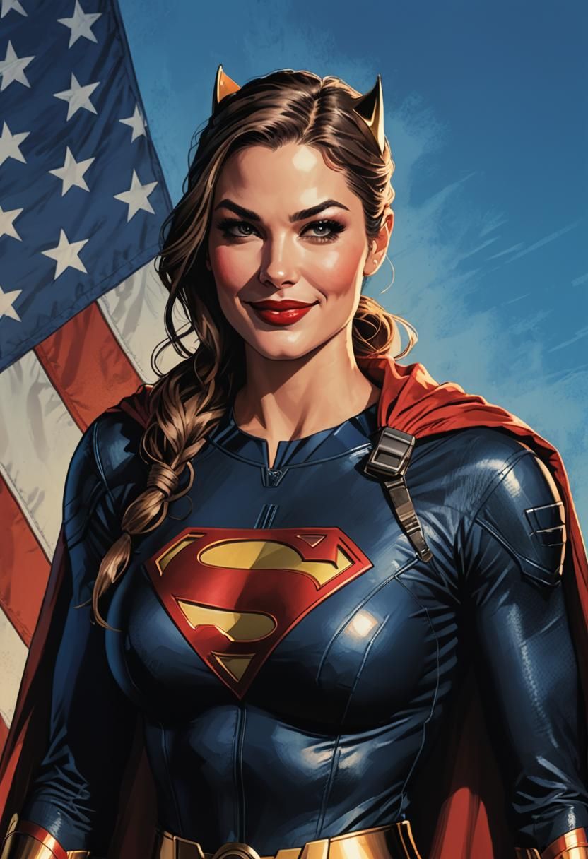 Female Soldier Portrait with American Flag