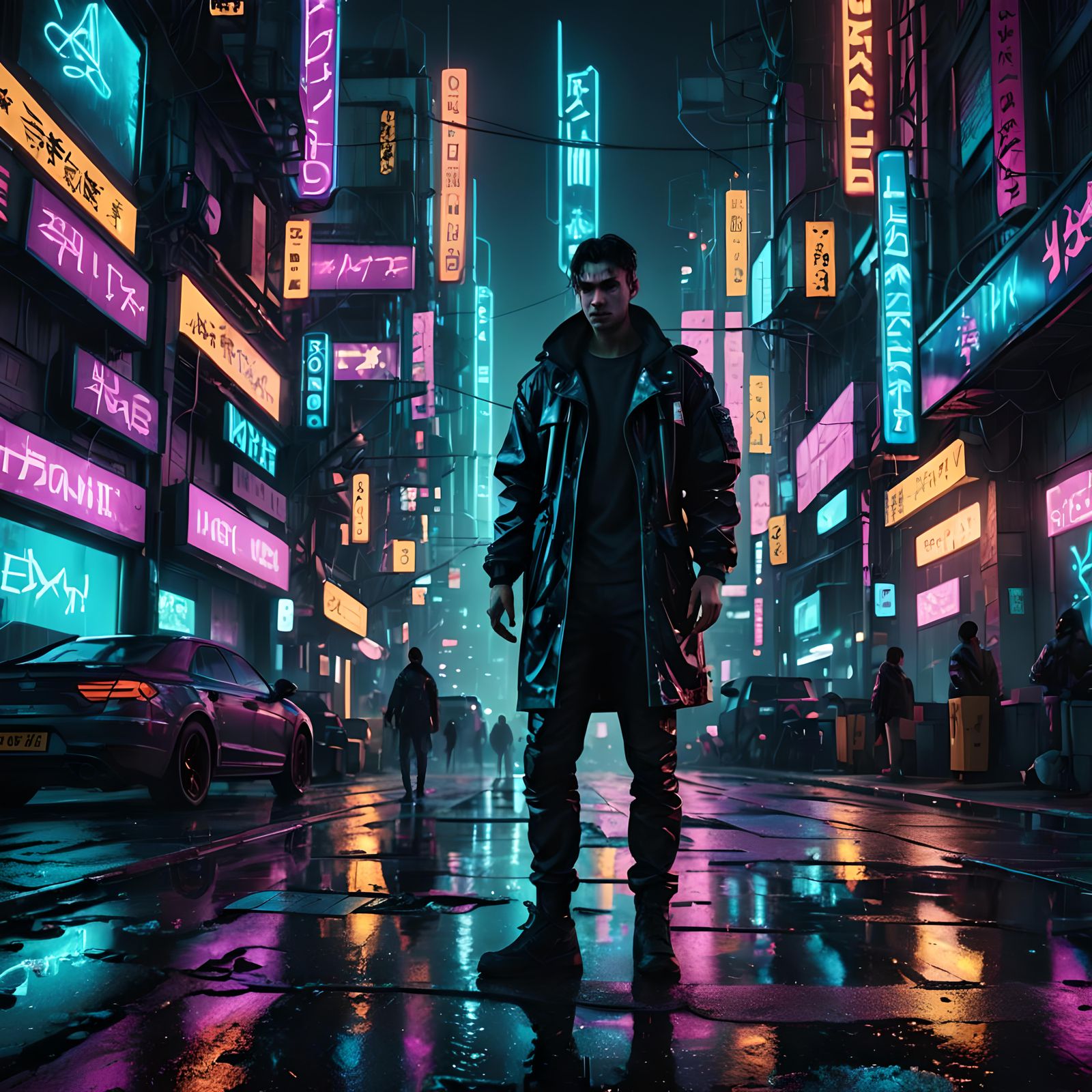 Hyperrealistic Matrix Scene in Cyberpunk Style