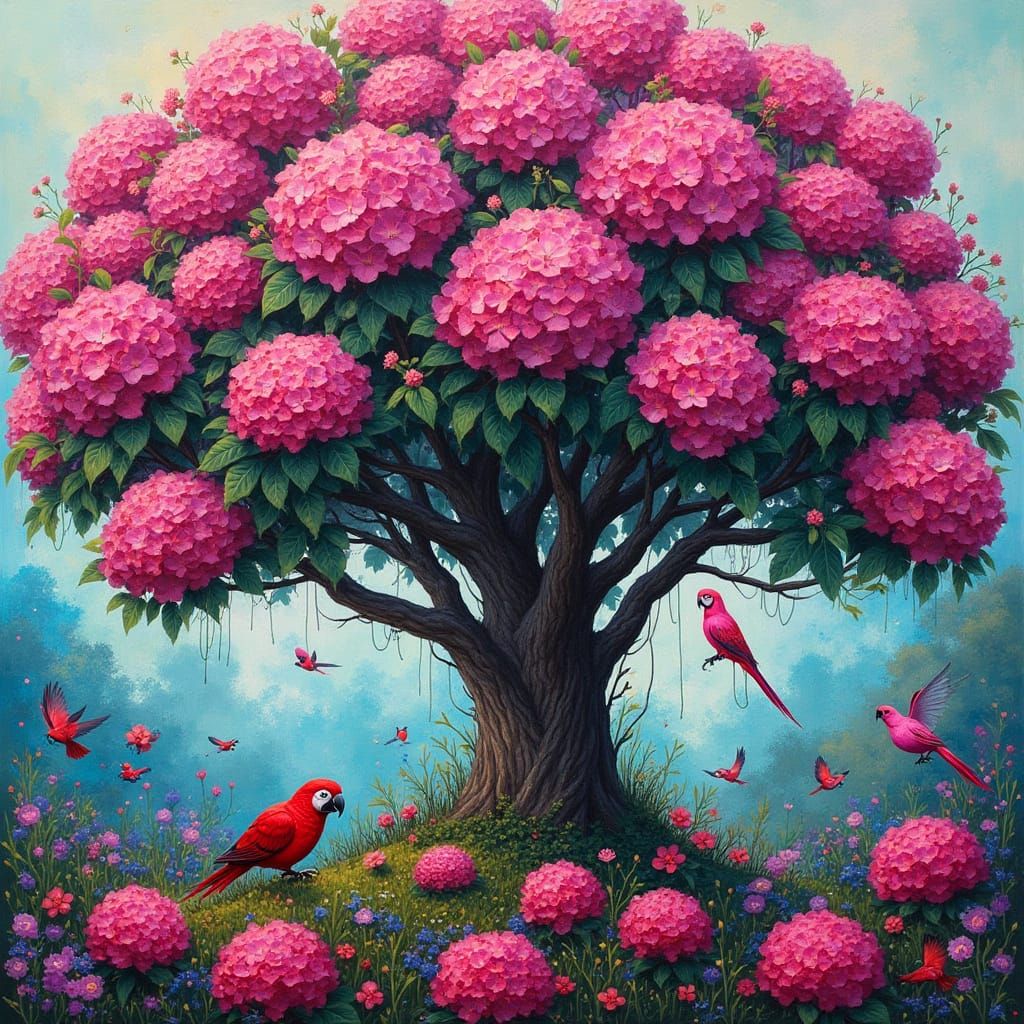 Vibrant Floral Tapestry in Expressive Street Art Style