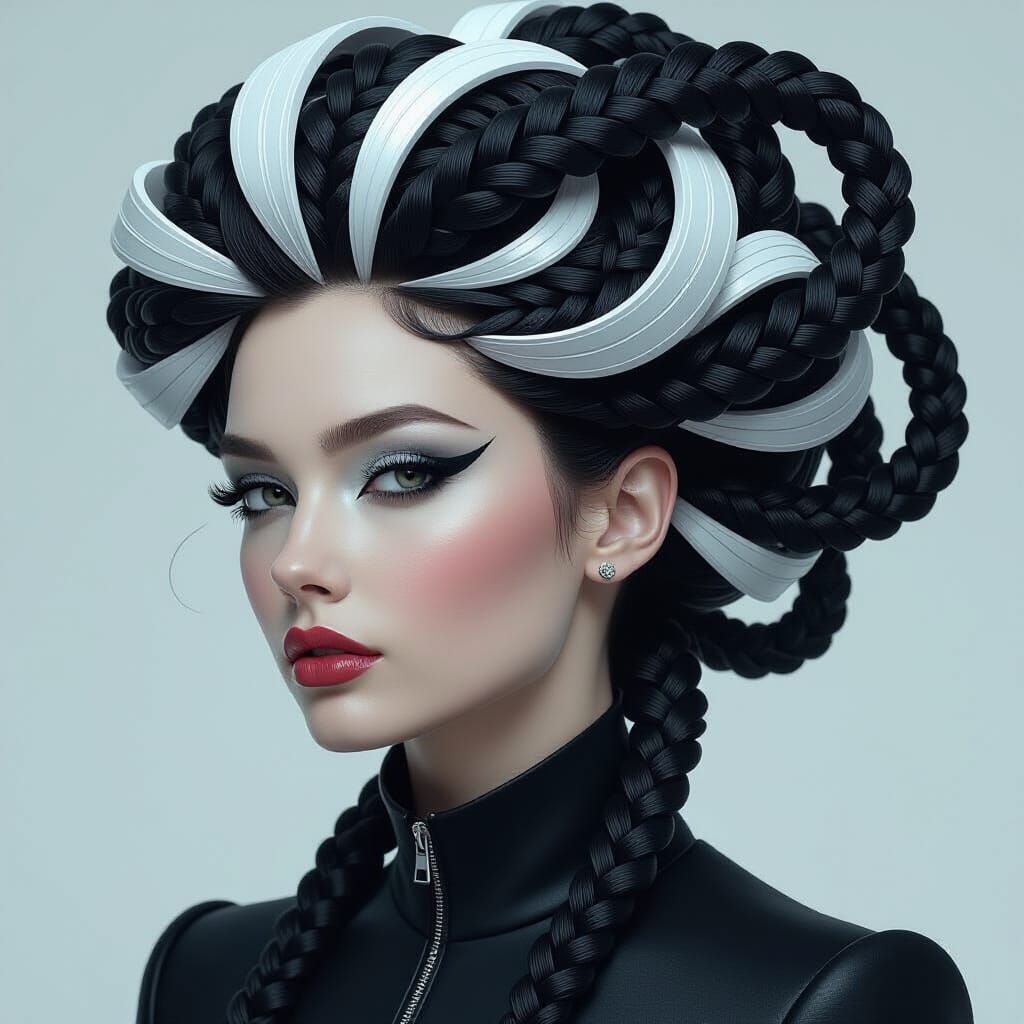 Avant-Garde Hairstyle in Monochrome