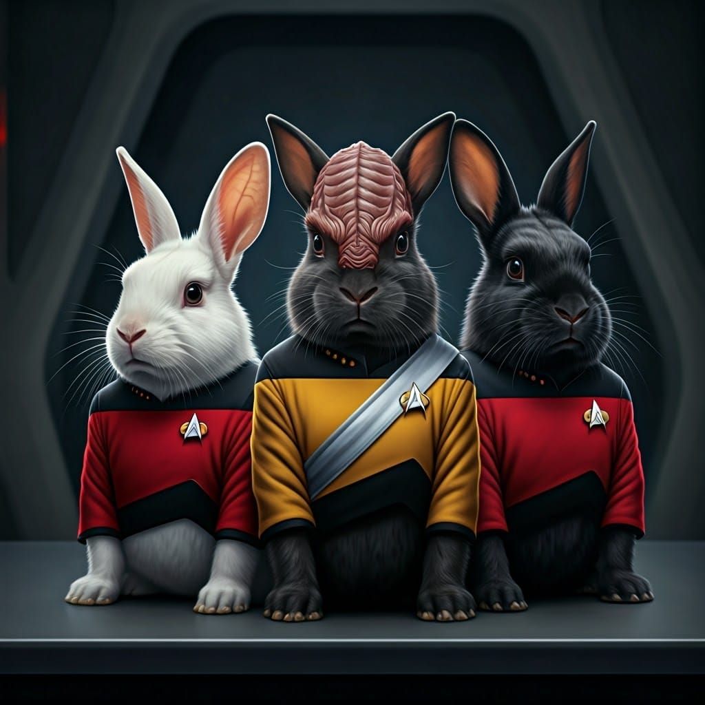 Rabbits Reimagined as Star Trek Officers