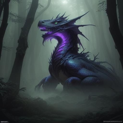 Green Forest Dragon in a Fantasy Landscape