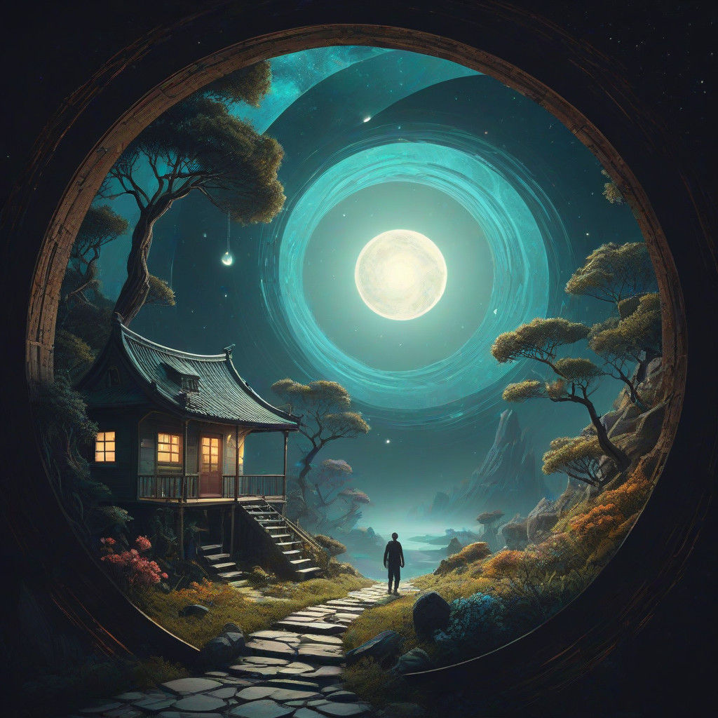 Surreal Cosmos Birth: Earthly Whispers Amidst Starry Dreamsc...