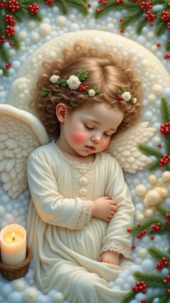 Child Sleeping Peacefully Amidst Winter Snow