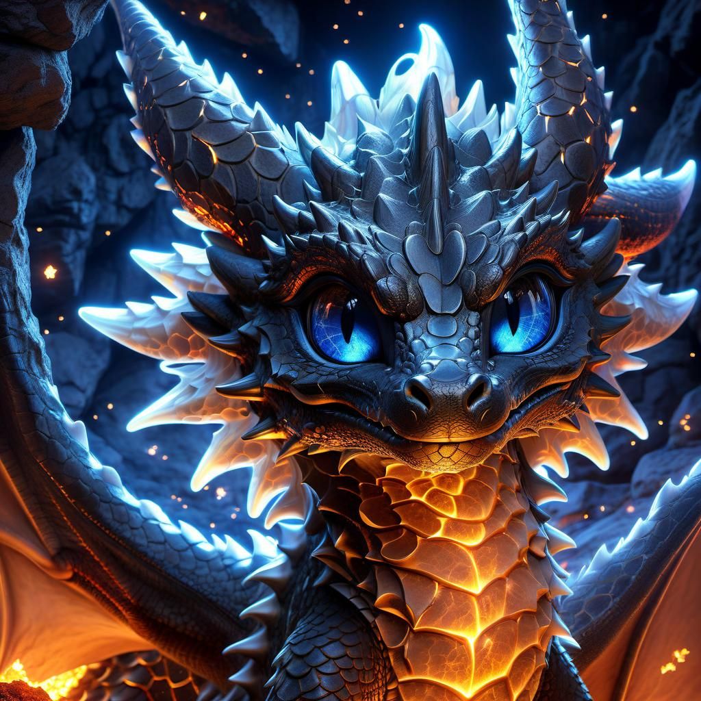 Luminescent Lava Dragon Portrait in Anime Style