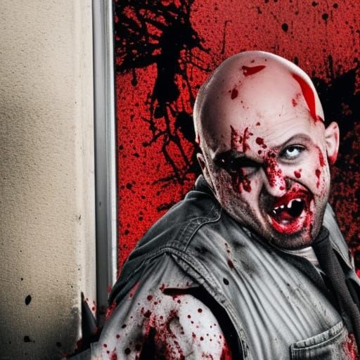 Bald Psycho with Chainsaw: A Horrific Street Scene