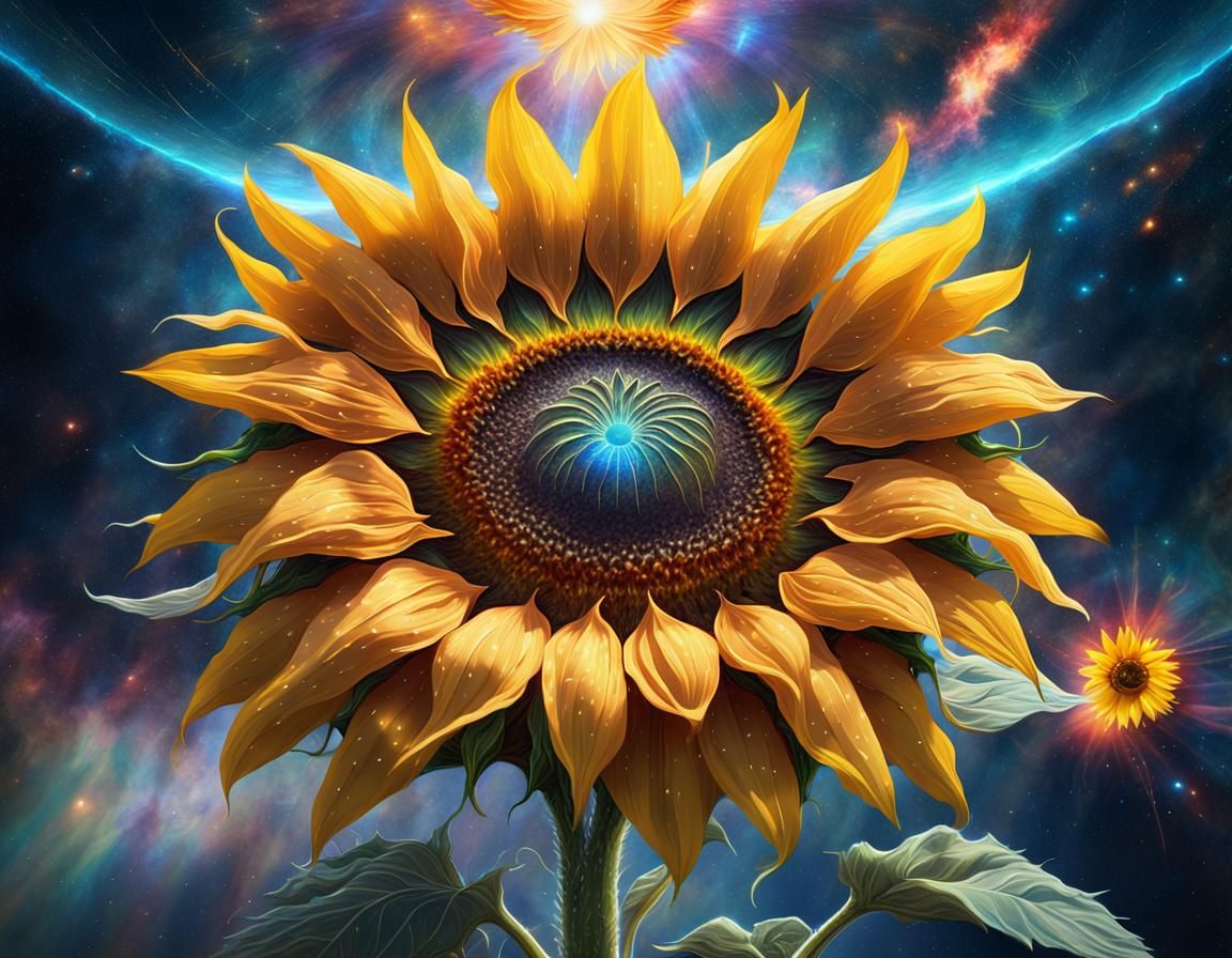 Giant Sunflower in Explosive Galactic War, Astral Illustrati...