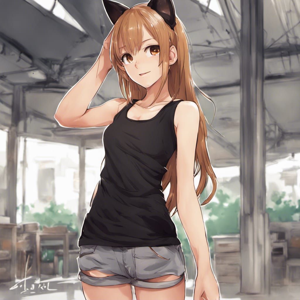 Anime Style Teenage Girl with Cat Ears