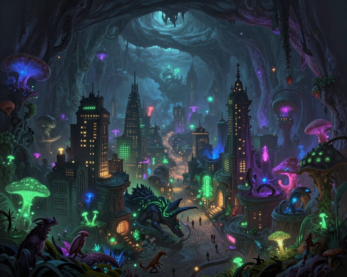 Gothic Underground City of Fantastical Creatures