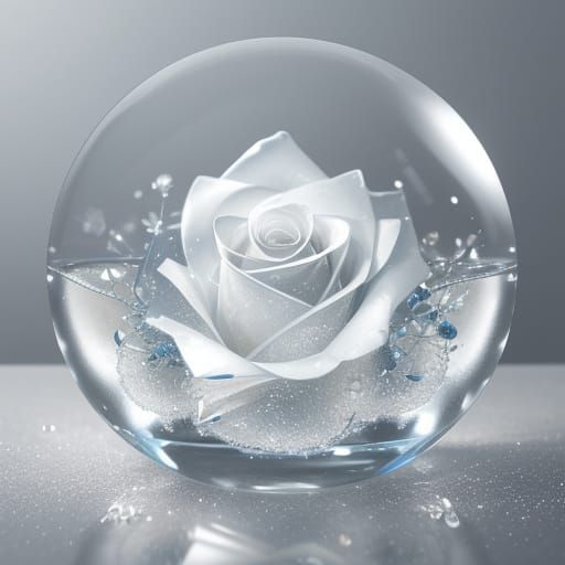 Crystal White Rose in Delicate Glass