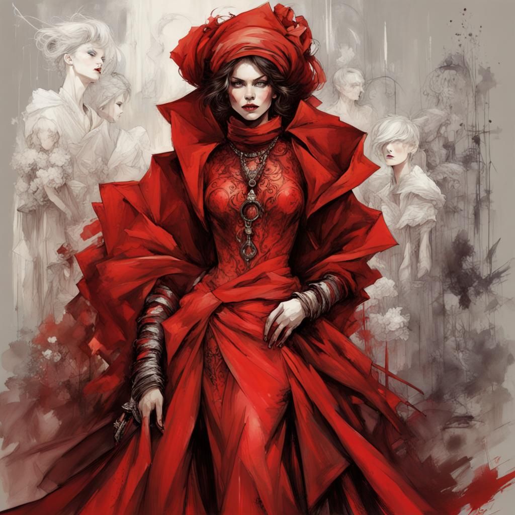 Crimson Couture Fashion Design in Surreal Style