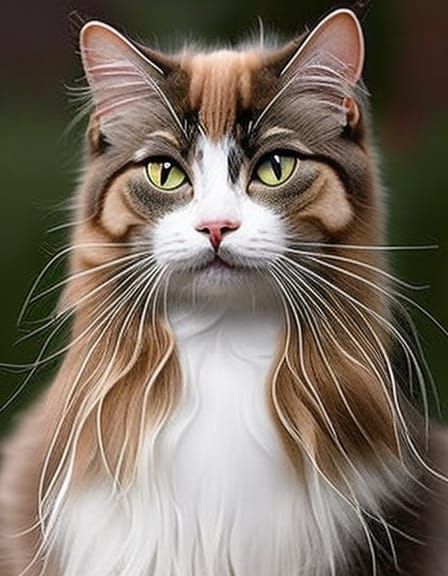 Vintage Portrait of Elegant Longhair Cat