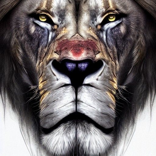 Cybernetic Lion Face in Hyperrealism
