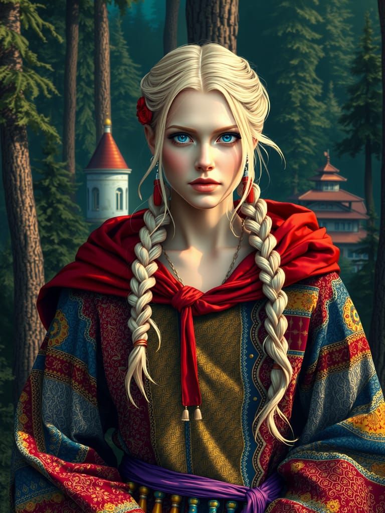 Blonde Swedish Woman with traditional red cloak!