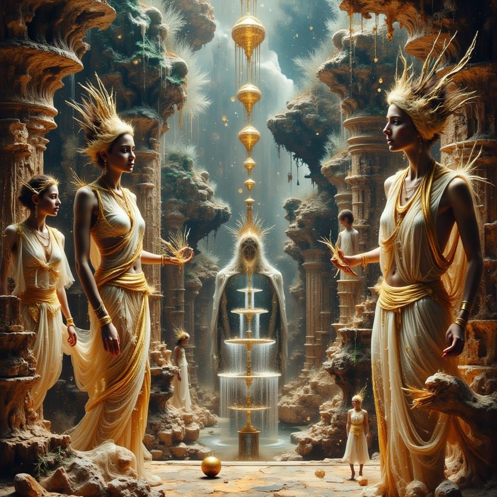 Ethereal Leaders in Surreal Sumerian Landscape