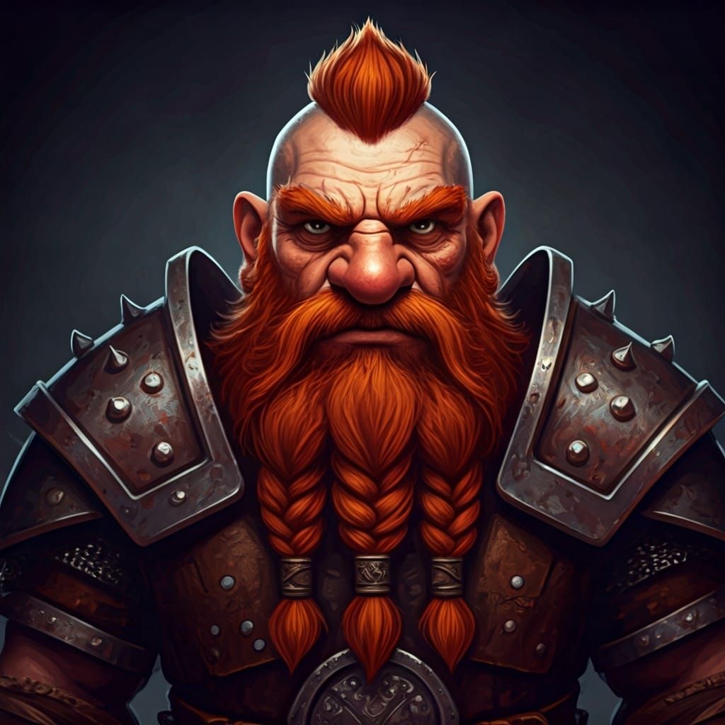 Gritty Dwarf Warrior with Braided Beard, Fantasy Art