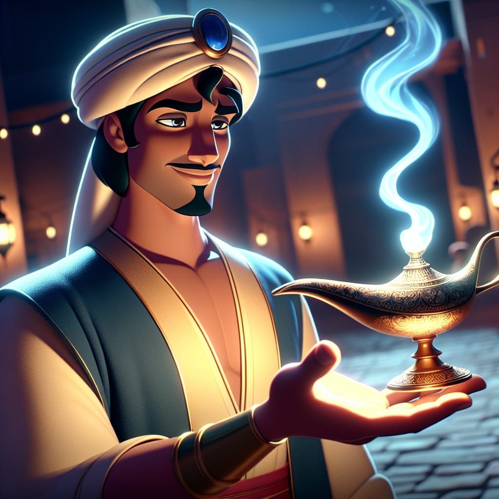 Disney Pixar style 3D handsome dark skinned Middle Eastern m...