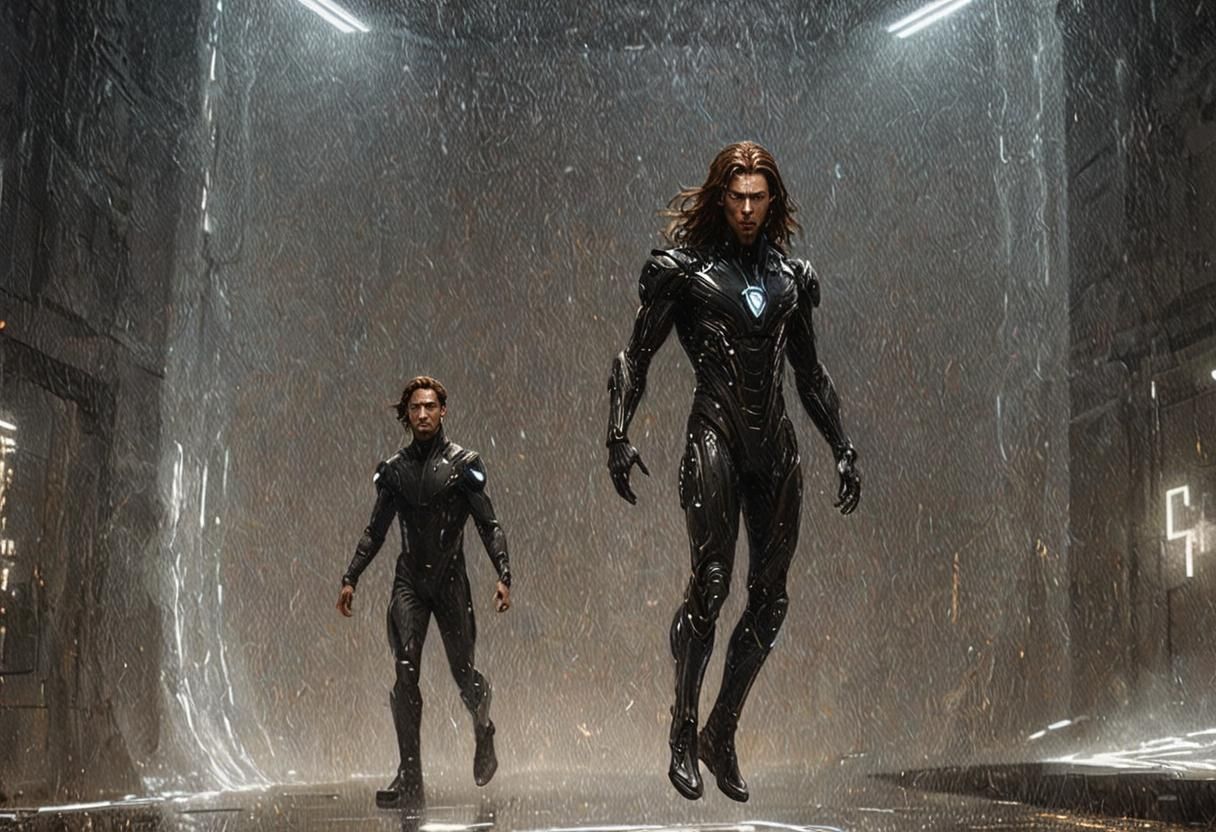 Teleporting Man in Hi-Tech Suit, Digital Art