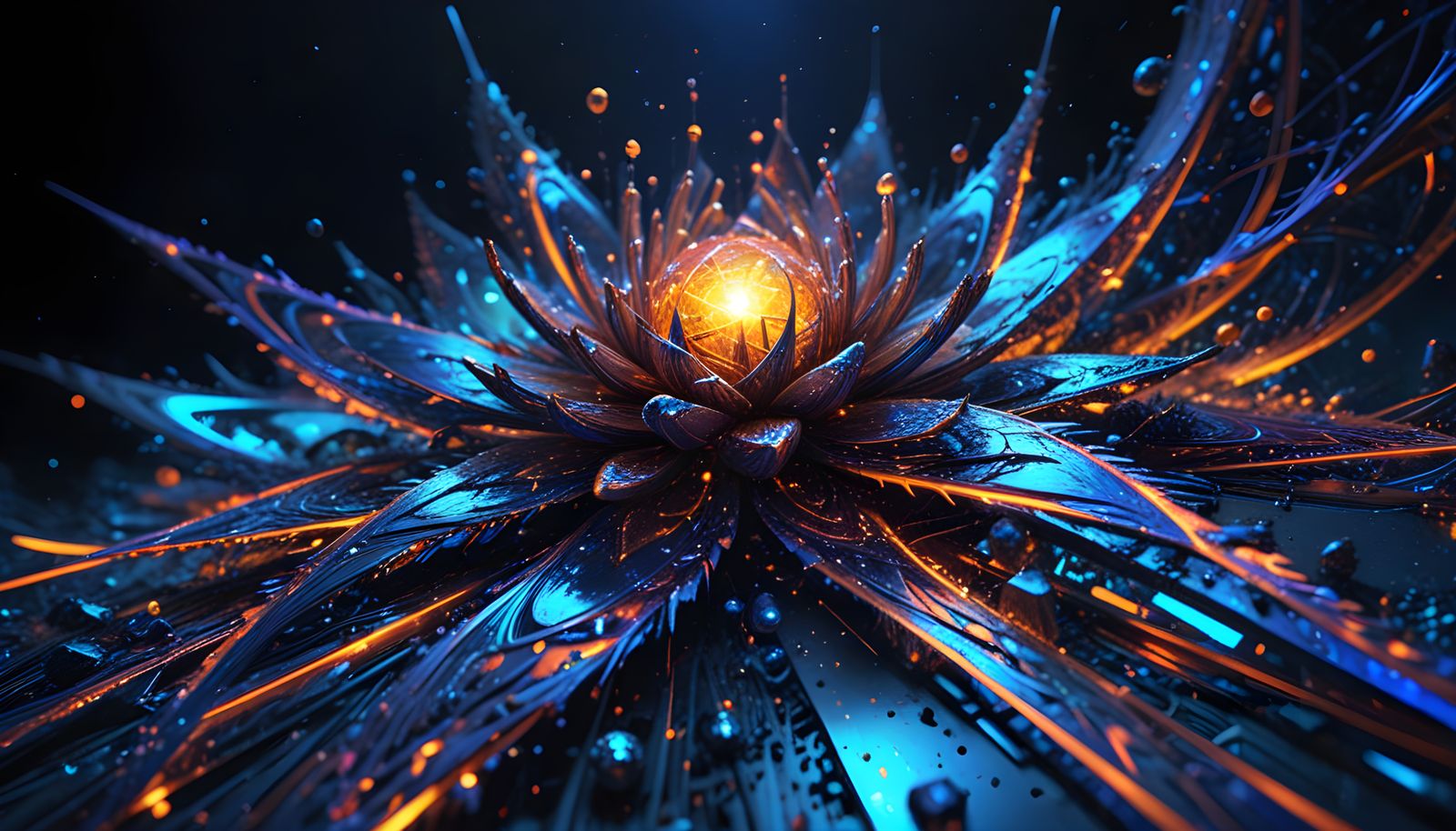 Cosmic Liquid Metal Splatter in 3D Grid Art