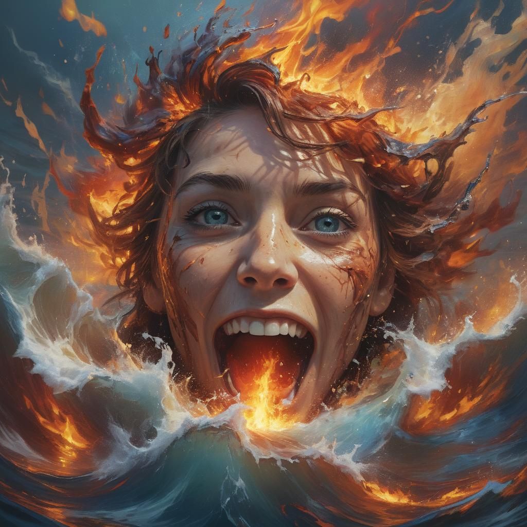 Sea on Fire: Hyperrealistic Concept Art