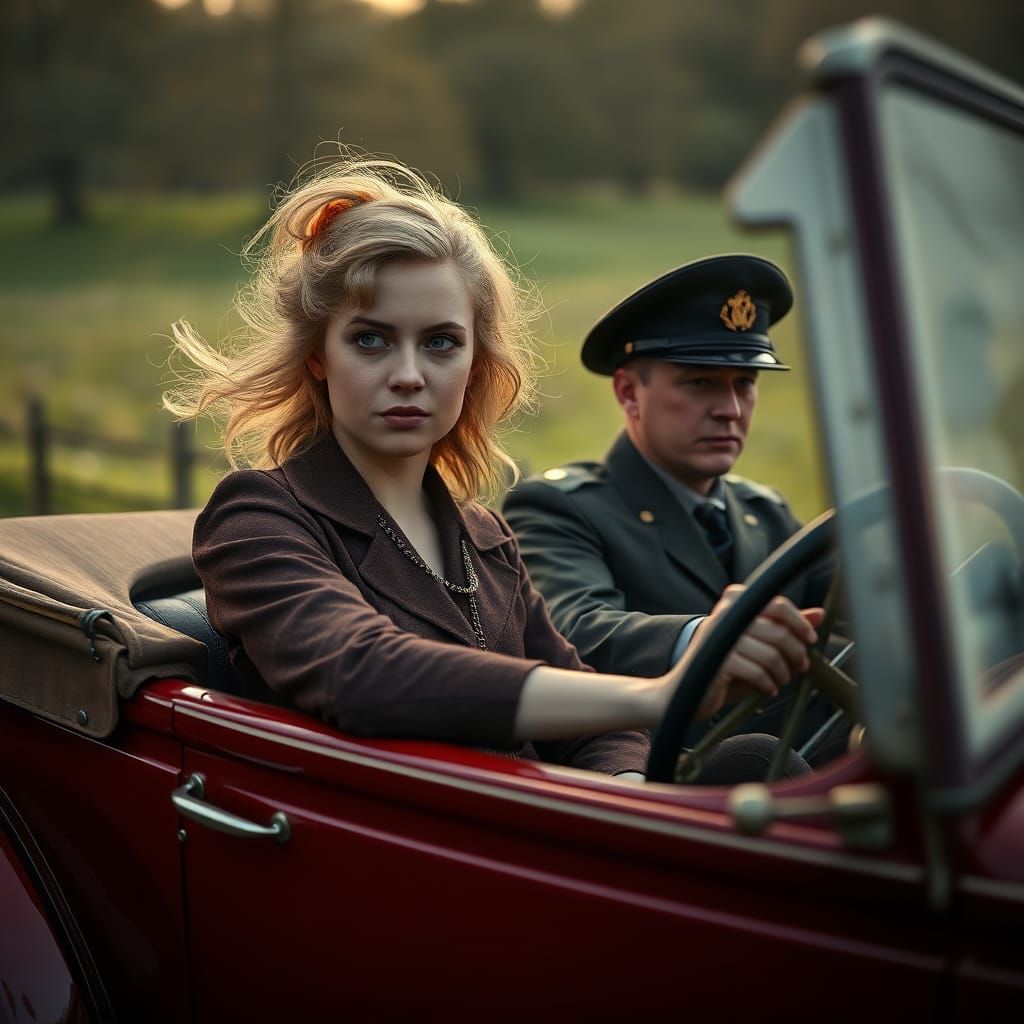 Vintage Car Ride Through English Countryside