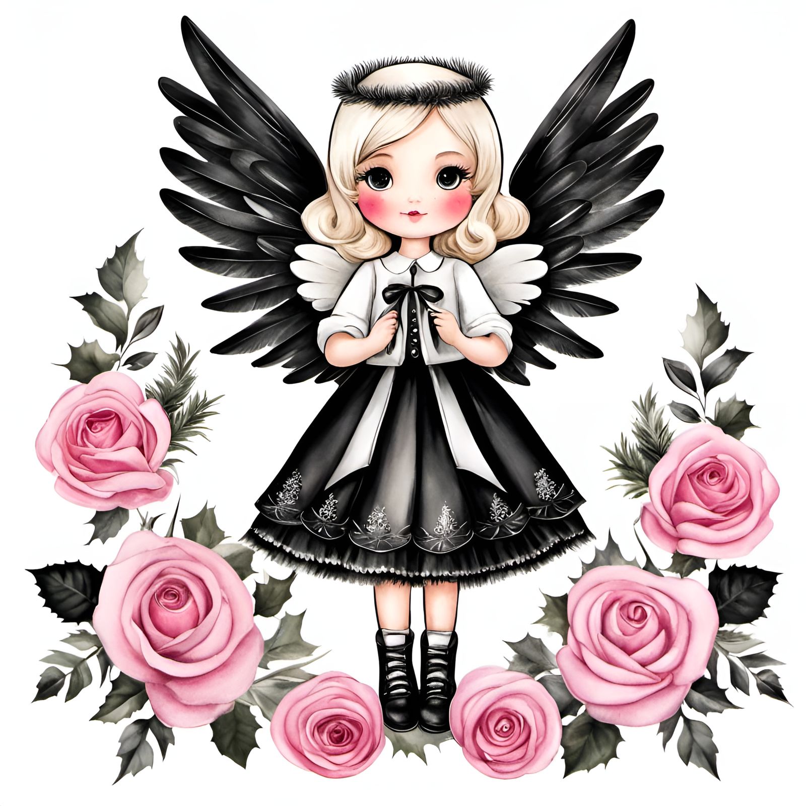 Cute Christmas Angel in Kawaii Style