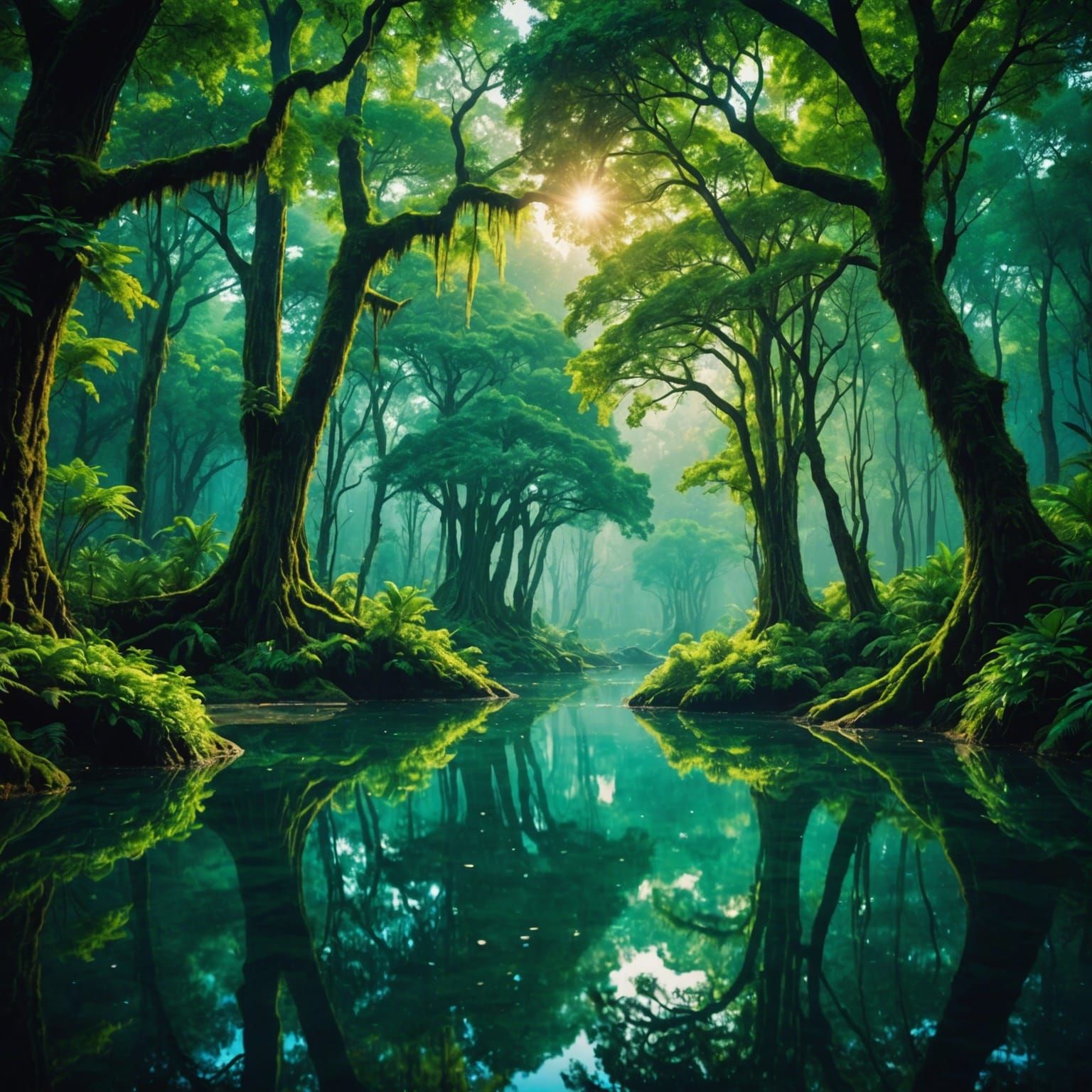 Enchanted Fantasy Landscape with Magical Water