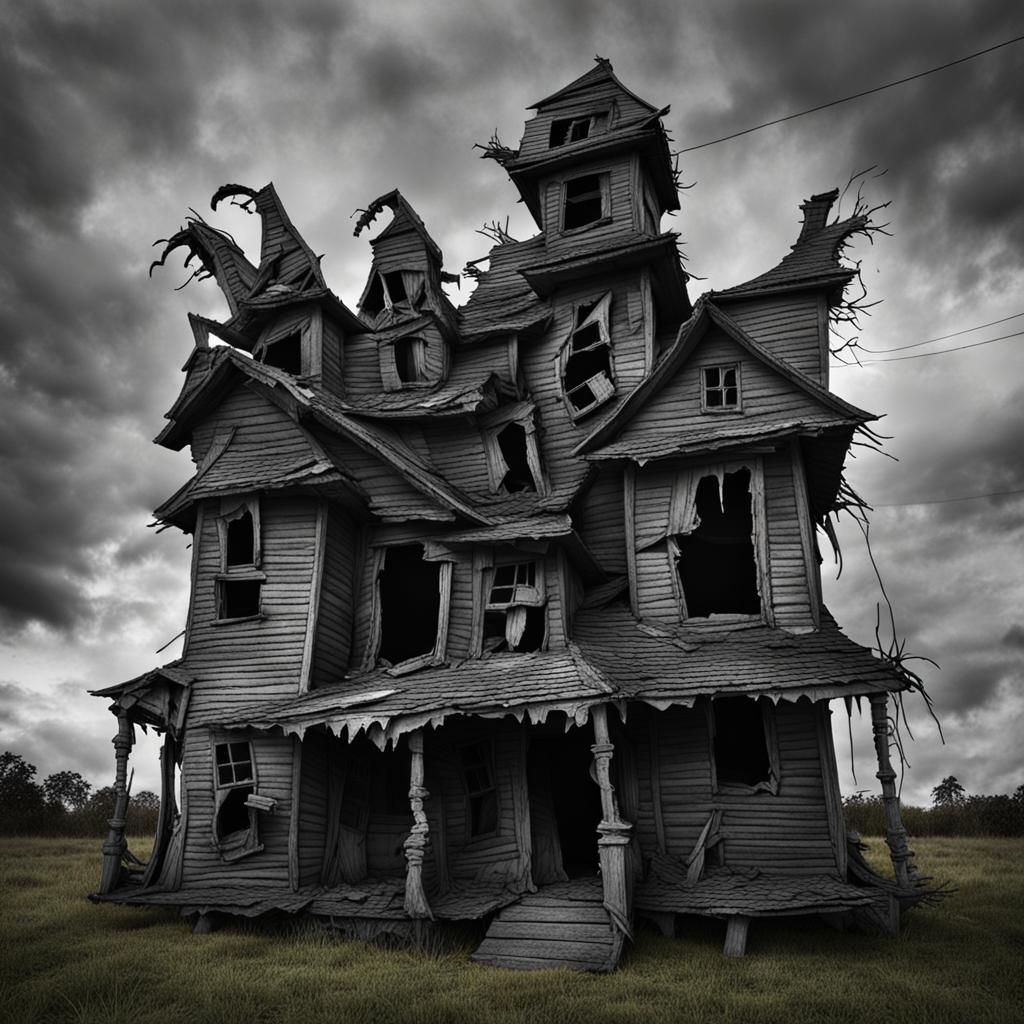 Wonky Haunted House: A Deformed Digital Painting