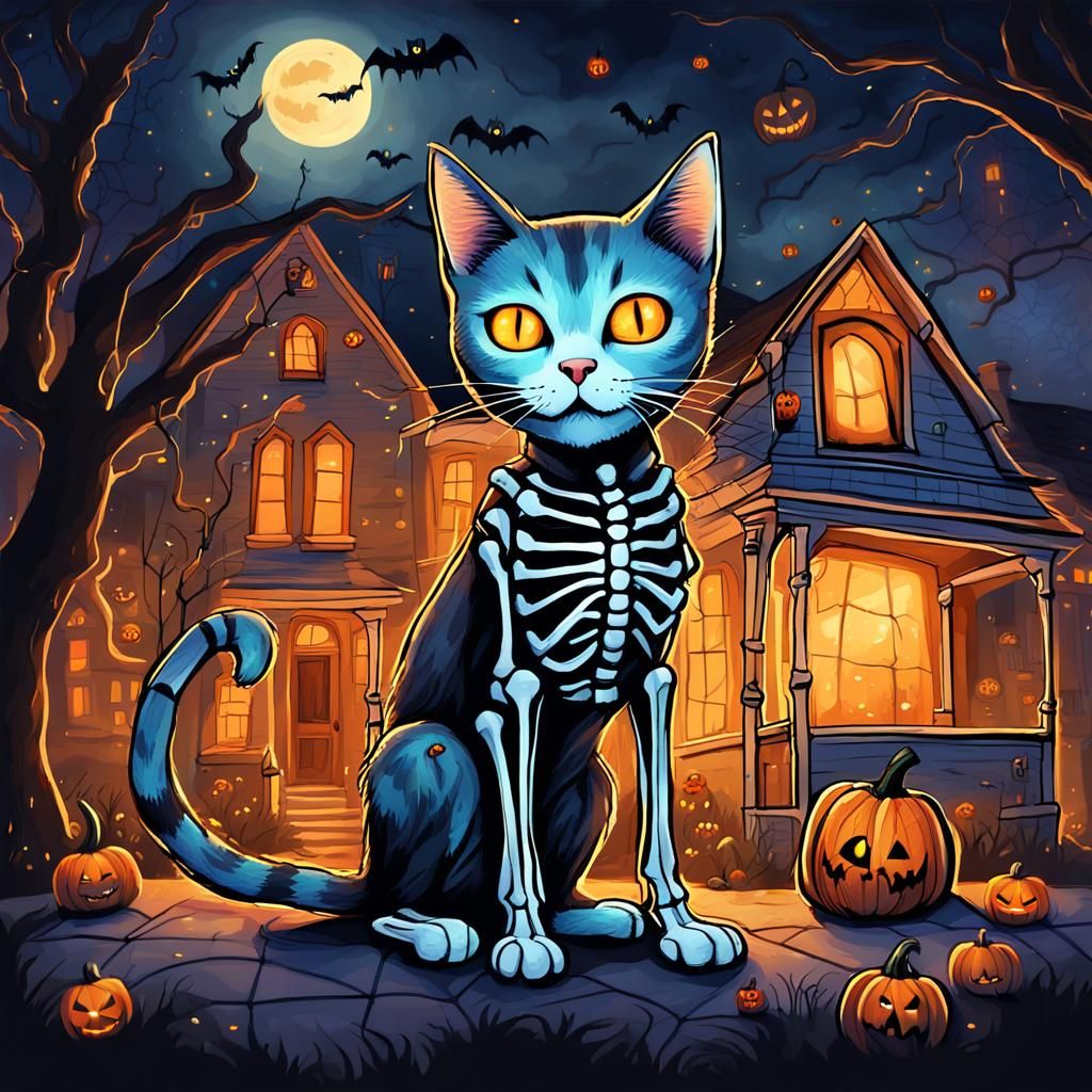 Halloween Kitten: Spooky Kawaii Illustration