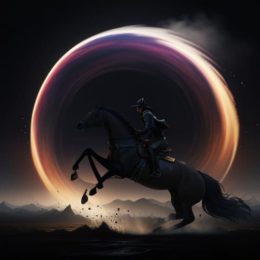 Coffee Horse Gallops on Misty Plain in Splash Art Style