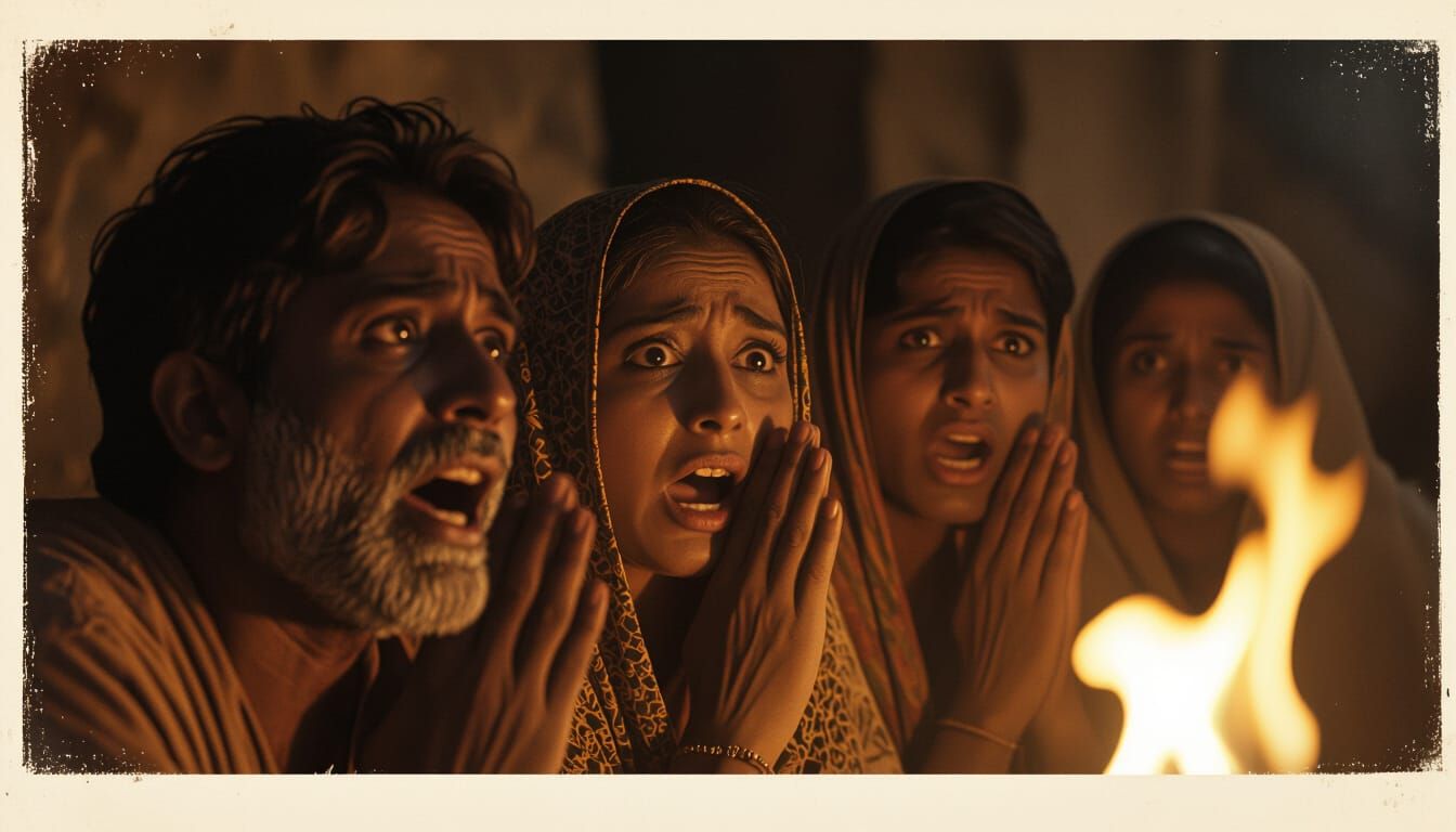 Terrified Bhangarh Villagers Whispering in Torchlight