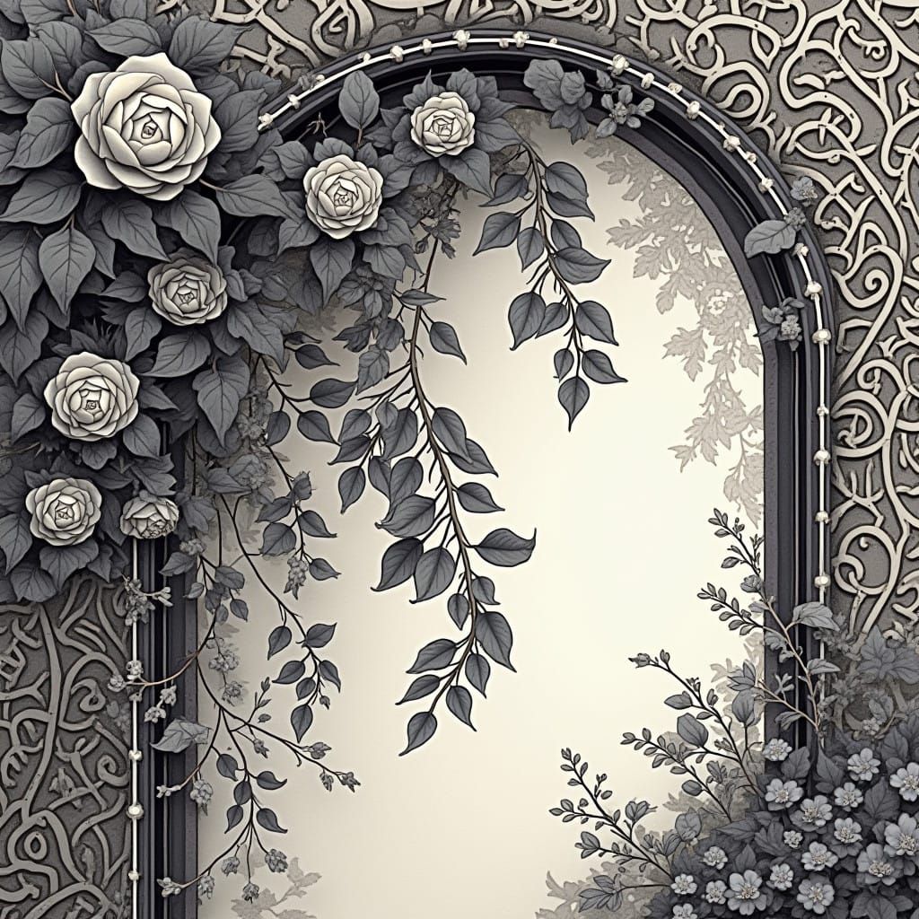 Ethereal Lace Blossoms in Monochromatic Fantasy Art