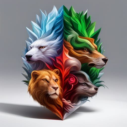 Hogwarts House Crests in Hyperrealistic Style