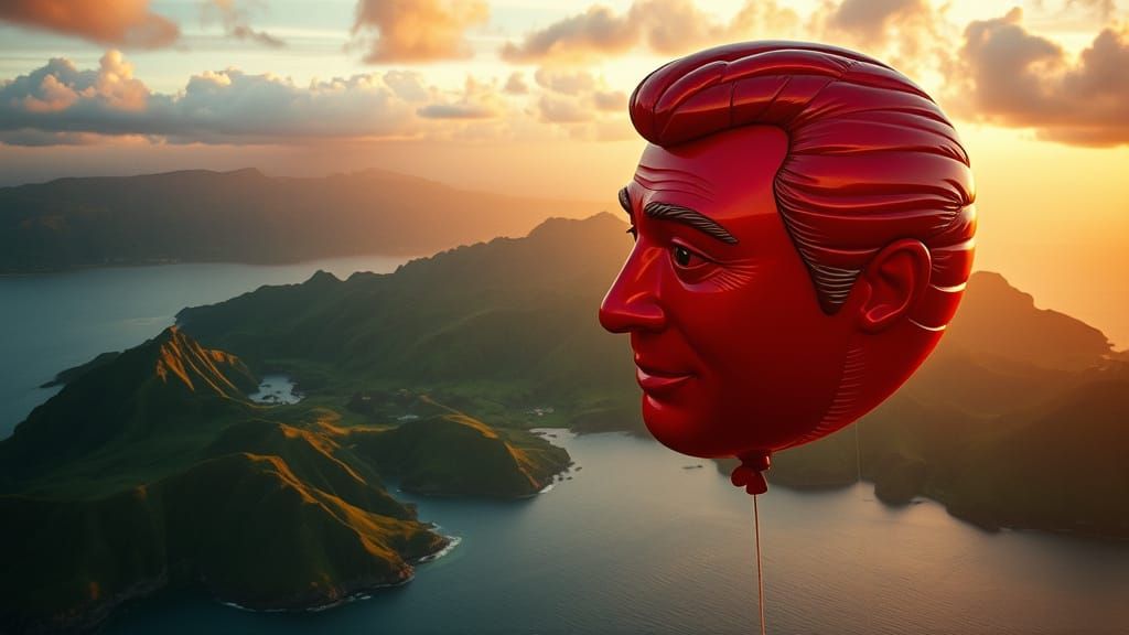 Giant Cary Grant Balloon Over Hawaiian Islands