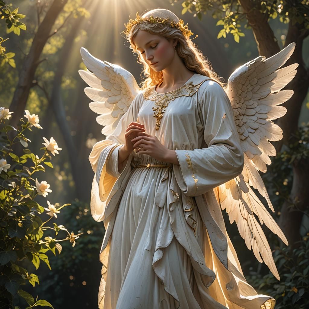 Ethereal Angel Bathed in Morning Sunlight