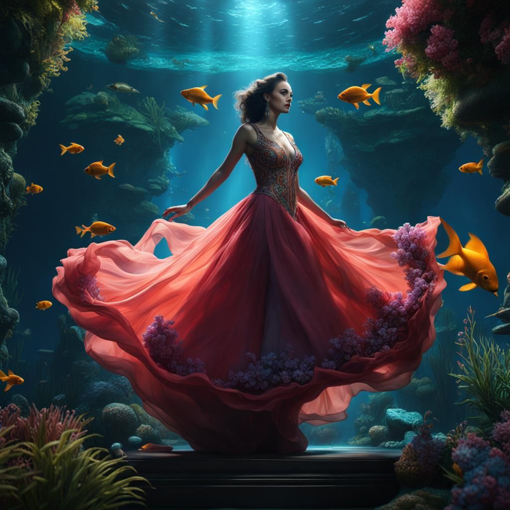 Woman in Aquarium: Fantasy Concept Art