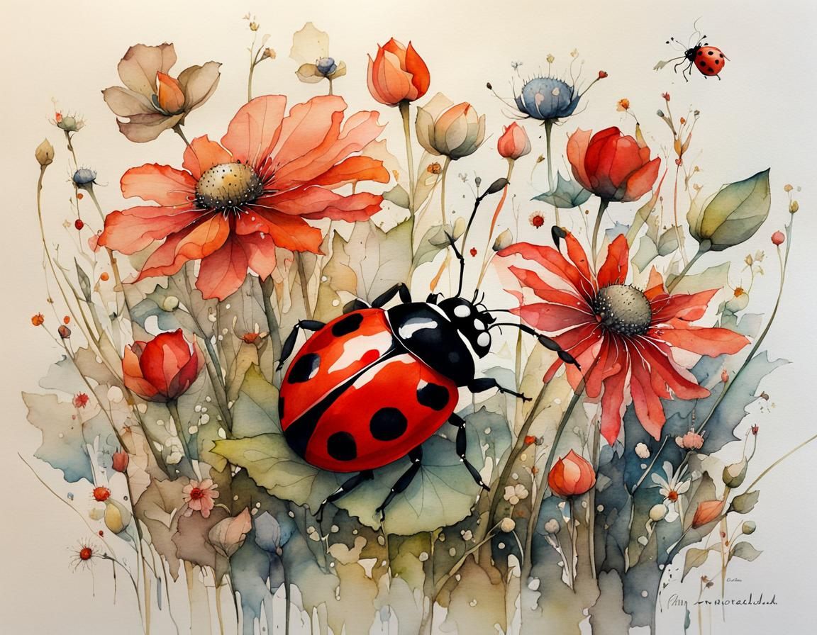 Magical Ladybug in Whimsical Storybook Illustration