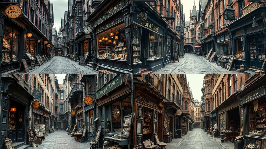 Magical Victorian Street Scene in Dreamlike Detail