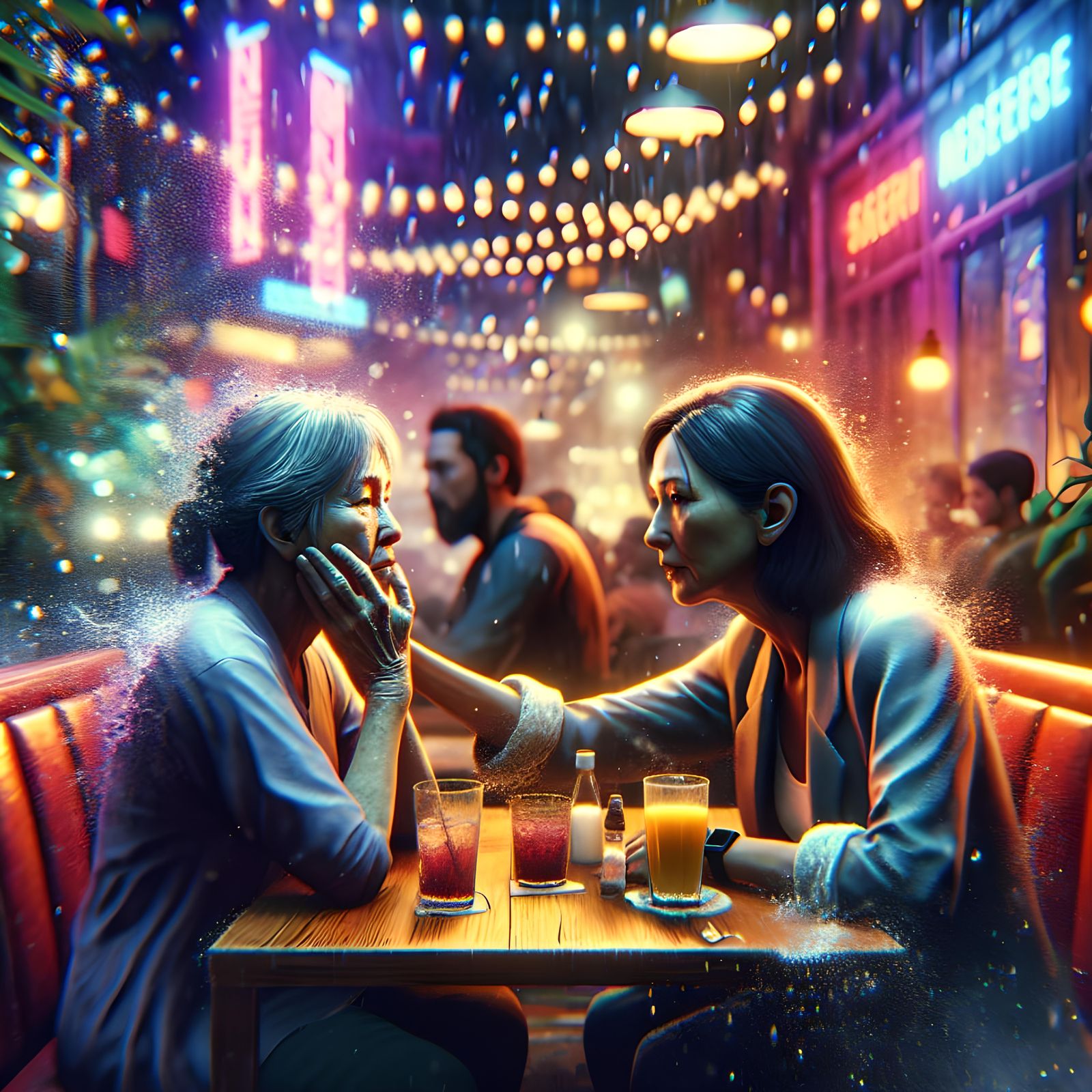 Unexpected Restaurant Encounter: Hyperrealistic Cinematic Po...