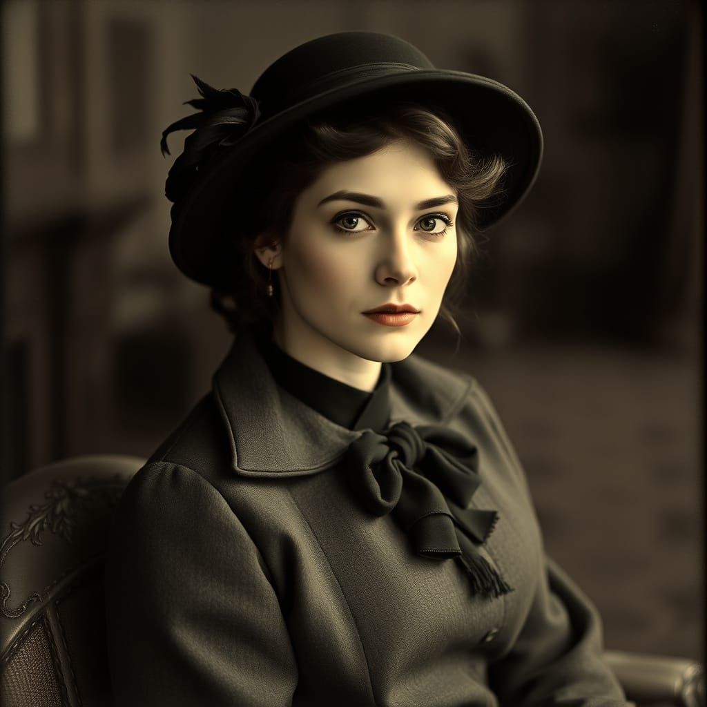 Victorian Woman Portrait in Photographic Style