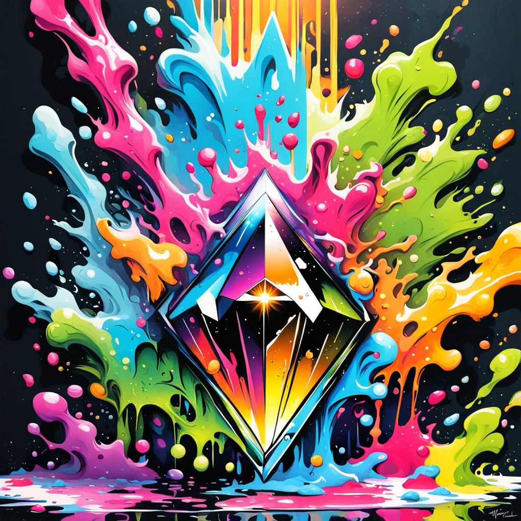 Colorful Magic Crystal in Graffiti Art Style